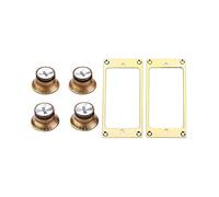 Rdjumpdjo 2 Pcs Metal Flat Humbucker Cover Guitar Pickup Frame & 1Set Gold Top Hat Knob for for Gold Foil Button