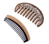Rdjumpdjo 2 Pcs Wood Comb Wooden Hair Comb Natural Massage Through the Comb-150Mm X 50Mm X 8Mm & 11X5.5X1.3Cm