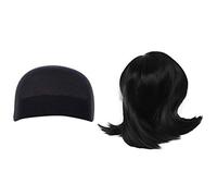 Rdjumpdjo 2 Pieces Hair Wig Nets Stretch Mesh Wig Cap (Black) & 1x Short Front Wigs Brazilian Hair Wig
