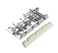 Rdjumpdjo 2 Set Accessories: 1Set Vintage Bass Bridge Assembly for Vintage & 1Set Pre-Slotted Flat Bottom Bone Bass Nut
