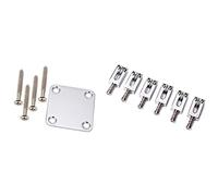 Rdjumpdjo 2 Set Electric Guitar Accessories: 1 Set Neck Plate with Screws & 1 Set Bridge Saddles Flat Set