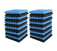 Rdjumpdjo 24X Charcoal Acoustic Foam Tiles Soundproofing Foam Panels Studio Sound Padding 2 x 10 x 10 Inch(Black+Blue)