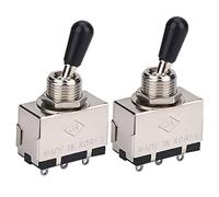 Rdjumpdjo 2Pc Guitar 3 Way Toggle Switch, Metal Enclosed 3 Way Selector Switch with Black Tip Knob Replacement Part for Lp Style