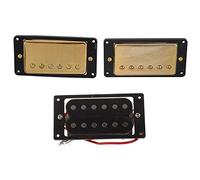 Rdjumpdjo 2Pcs Black Humbucker Double Coil Electric Guitar Pickups + Frame Screw & 1 Set Humbucker Pickup Gold for
