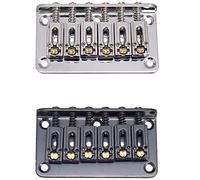 Rdjumpdjo 2set Hardtail Guitar Bridge Body Through for 6 String Electric Parts Black & Silver