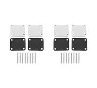 Rdjumpdjo 4 Pcs Guitar Metal Neck Plates with Plastic Mat for Strat Tele Style Electric Guitar Replacement, Chrome