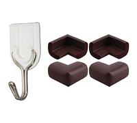 Rdjumpdjo 4 Pcs Infant Kids Safe Desk Corner Bumps Cushion Guards Coffee & 6 Pcs Wall Door Hook Towel Holder White