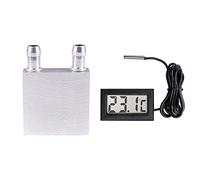 Rdjumpdjo 40X40X12Mm Aluminum Water Liquid Cooler Block Heatsink for Computer CPU Radiator with New Digital LCD Thermometer Temperature Gauge Probe Sensor -50°C TO +110°C Range