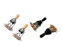 Rdjumpdjo 4x Metric 3 Way Short Straight Guitar Pickup Selector Toggle Switch Knob Silver & beige & Silver & black