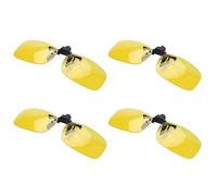 Rdjumpdjo 4X Rectangle Clear Yellow Lens Rimless Clip on Night Vision Driving Glasses
