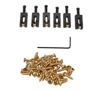 Rdjumpdjo 50Pcs Guitar Bass Screws Parts for Scratchplates Pickguard, Gold & 6Pcs Roller Bridge Tremolo Saddles with Wrench Black