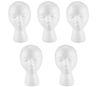 Rdjumpdjo 5X Foam Mannequin Wig Head Display Hat Cap Wig Holder White Foam Head