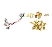 Rdjumpdjo 6 Pieces Guitar String Tuning Key Pegs/Knobs with Pots for Strat Guitar PreWired 1 Volume 2 Tone Control