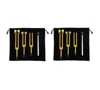Rdjumpdjo 6Pack Tuning Fork Set(128Hz, 256Hz, 512Hz) Tuning Fork Kit for Healing, Chakra, Sound Therapy, Slider Fork (Gold)