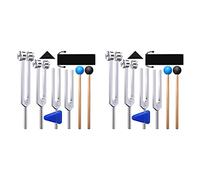 Rdjumpdjo 8 Pack Tuning Fork Set(128 Hz,256 Hz,512 Hz,528 Hz) with Tuning Fork Hammer for Sound Healing Sound Vibration Tools