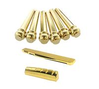 Rdjumpdjo 8Pcs Guitar Parts: 6 Pcs Acoustic Guitar Bridge Pins String Nails & 2Pcs 6 String Acoustic Guitar Bridge Nut and Saddle