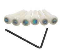 Rdjumpdjo Guitar Bone Bridge Pins with 5.3mm Position Abanlone Dot & Guitar Truss Rod Adjustment Long Wrench (5MM)