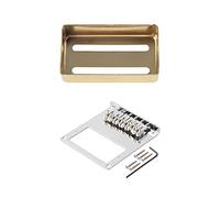 Rdjumpdjo Guitar Pickup Cover Guitar Two-Line Humbucker Pickup Cover with 6 Roller Saddle 6 String Humbucker Guitar Bridge