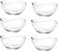 RDK Glass Dessert Bowls 6 Piece Set 300ml Clear Serving Bowls for Ice Cream Trifle Fruit Salad Stackable Dishwasher Safe Waved Edge Sundae Glasses