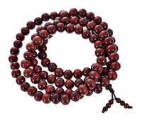 RDK Handcrafted Handmade Holy Red Sandalwood Mala Rosary Lal Chandan Jaapmala Wooden Knotted Japa Maala for Meditation Pooja Chanting Wearing Jewelry - 108+1 Beads (8 MM)