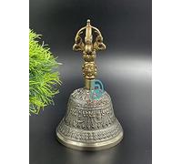 RDK SON'S® Antique Tibetan Buddhist Ceremonial Devotional Bell | Pooja Ghanti/Ghanta for Home and Temple | Prayer Bell | Worship Instrument (6 Inch)