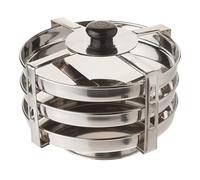 RDK Stainless Steel 3 Plate Dhokla Stand Medium 3 Tier Indian Dhokla Stand for Cooker Steamer