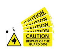 RDLCAR Beware of the Dog Signs 1mm Rigid PVC Pack of 5 Durable Outdoor Security Warning Stickers Landscape Compact Size 100mm x 300mm