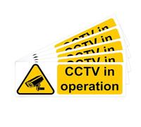 RDLCAR CCTV In Operation Signs 1mm Rigid Plastic Pack of 5 Durable Outdoor Security Warning Compact Size 100mm x 300mm for Home or Business