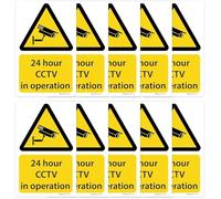 RDLCAR CCTV Sign Pack of 10 Visible CCTV in Operation Sign Essential Self Adhesive 90mm x 140mm Security Measure CCTV Signage Perfect for Outdoor Usage