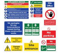 RDLCAR Construction and Building Site Signs Pack of 12 Site Safety Sign Bundle Warning 600mm x 400mm Multi Hazard Safety Signs for Improved Workplace Safety
