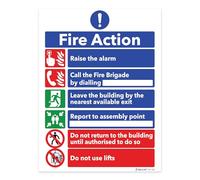 RDLCAR Fire Action Notice Sign Self Adhesive Vinyl Essential Fire Safety Signs 150 x 200mm Fire Action Sign Effective and Durable for Emergency Communication