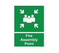RDLCAR Fire Assembly Point Sign 1mm Rigid Plastic Pack of 1 Durable Assembly Point Sign Weatherproof Fire Safety Signs 300mm x 400mm Outdoor Safety Compliance