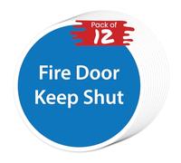 RDLCAR Fire Door Keep Shut Sticker Signs - Mandatory Signage, Door Sticker, Office Door Signs, Strong Adhesive Vinyl - Pack of 12, 8cm x 8cm, Blue, White