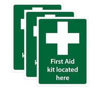 RDLCAR First Aid Sign Pack of 3 First Aid Kit Sign Located Here Durable Self-Adhesive Sticker Essential for Indicating Kit Locations Perfect for Emergency