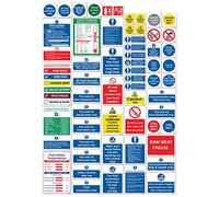RDLCAR Kitchen Safety Signs and 58 Stickers Laminated Self Adhesive Food Hygiene Stickers Durable Labels for Maintaining Hygiene in Restaurants and Cafeterias