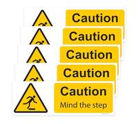 RDLCAR Mind The Step Safety Signs Pack of 5 100mm x 300mm Durable Hazard Warning Stickers Easy to Install Self Adhesive Design