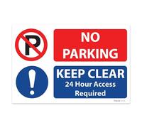 RDLCAR No Parking 24 Hour Access Required Sign 1mm PVC No Parking Sign 200 x 300mm Clear and Bold Warning No Parking Signs Message