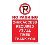 RDLCAR No Parking 24 Hour Access Required Sign 1mm PVC No Parking Sign 200 x 300mm Clear and Bold Warning No Parking Signs Message