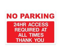 RDLCAR No Parking 24 Hour Access Required Sign 1mm PVC No Parking Sign 200 x 300mm Clear and Bold Warning No Parking Signs Message