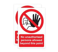 RDLCAR No Unauthorized Persons Allowed Beyond This Point - Safety Warning Sign, Off Limits, You Are Not Allowed At This Point Signage, Rigid PVC - 300mm x 400mm Pack of 2, Red, White, Black