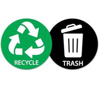 RDLCAR Self-Adhesive Recycling Stickers, Vinyl Labels for Bins (Green and Black, Pack of 2)