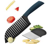 Rdlobu 2Pcs Crinkle Cutter Knife, Stainless Steel Crinkle Cutter, Potato, Vegetable and Fruit Crinkle Cutter, Crinkle Slicer for The Beautiful Cutting Patterns