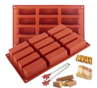 Rdlobu 2Pcs Large Rectangle Silicone Mould, Chocolate Bar Moulds, 12 Cavity