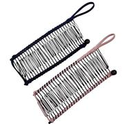RDNKVB Natural Curly Wavy Hair Accessory 2 Pieces Vintage Hair Clips Extendable 30 Teeth Banana Comb (Black/Pink)