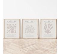 RDRDtbtr Abstract Matisse Coral Leaf Flower Posters Prints Beige Canvas Painting Neutral Wall Art Picture Living Room Interior Home Decor 30x50cmx3 Unframed