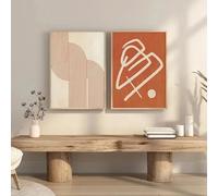 RDRDtbtr Abstract Orange Line Wall Art Mid Century Modern Posters Prints Bohemian Canvas Painting Picture Bedroom Cosy Living Room Home Decor 40x60cmx2 Unframed