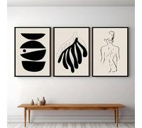 RDRDtbtr Beige Black Wall Art Geometric Combination Canvas Painting Abstract Sketch Line Poster Print Picture Living Room Aesthetic Home Decor 40x60cmx3 Unframed