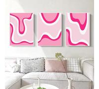 RDRDtbtr Boho Pink Gradient Line Wall Art Posters Prints Vintage Abstract Canvas Painting Nordic Picture For Living Room Bedroom Home Decor 50x70cmx3 Unframed