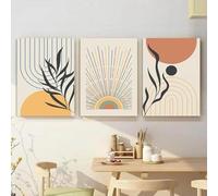 RDRDtbtr Colourful Modern Wall Art Boho Light Line Geometric Posters Prints Abstract Leaves Canvas Painting Living Room Decoration Pictures 60x80cmx3 Unframed
