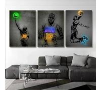 RDRDtbtr Graffiti Basketball Player Posters Prints Neon Sports Canvas Painting Abstract Wall Art Pictures Living Room Interior Home Decor 50x70cmx3 Unframed
